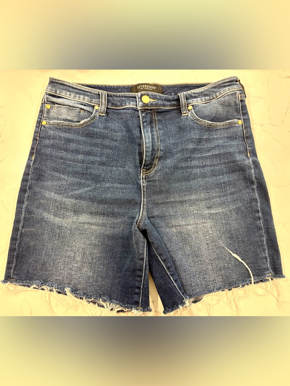 Liverpool Women's Medium Blue Distressed Denim Shorts